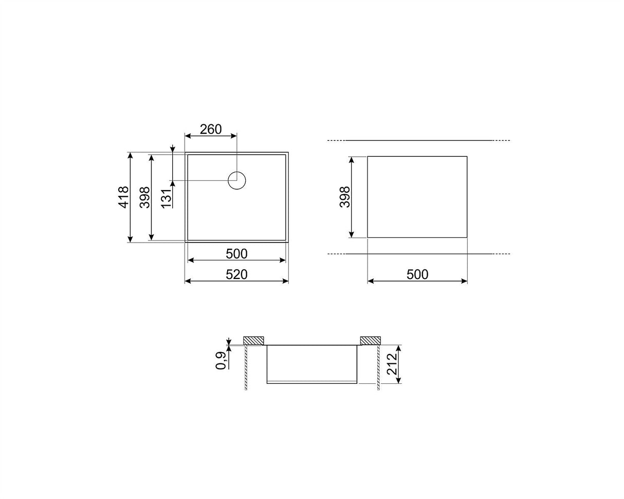 Smeg Quadra Undermount Single Bowl Stainless Steel Kitchen Sink VSTQ50-2
