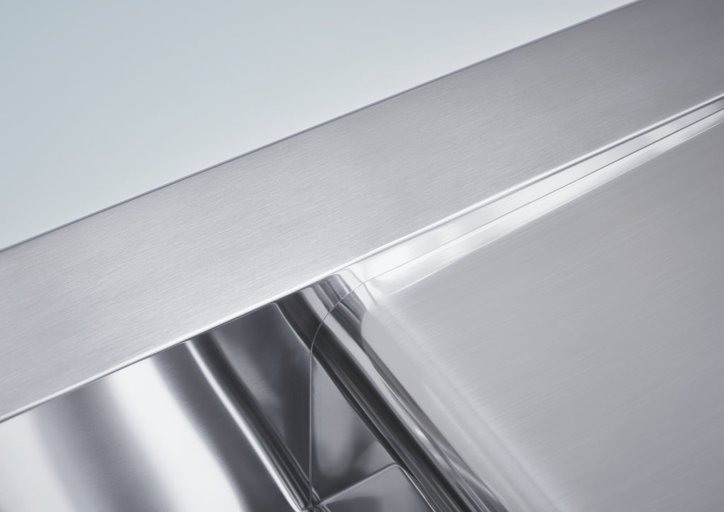 GROHE K1000 1 Bowl Inset Kitchen Sink & Drainer in Stainless Steel Finish with GROHE Whisper Insulation & Angular Diamond Base
