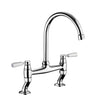 Rangemaster Traditional Belfast Bridge Kitchen Tap with White Tipped Lever Handles