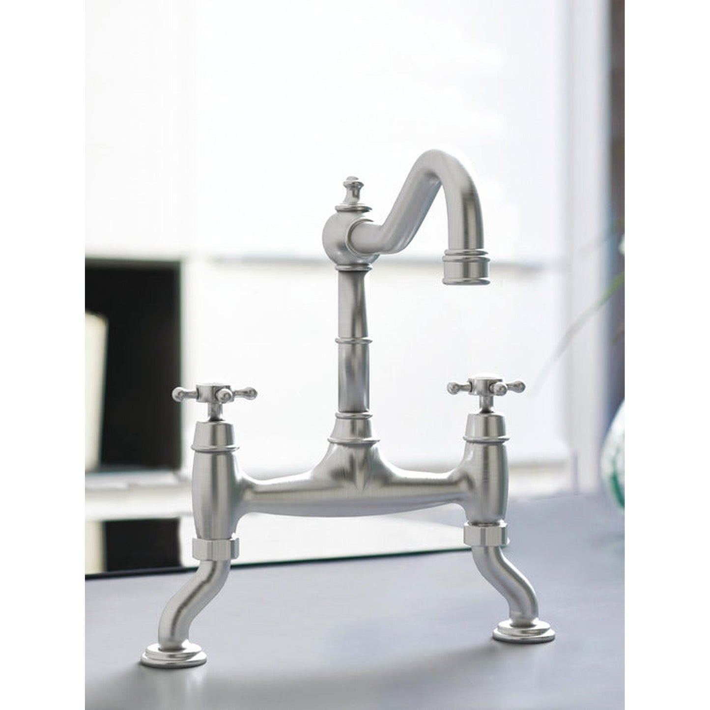 Bidbury & Co. Fairford Traditional Style Crosshead Handles Bridge Kitchen Tap
