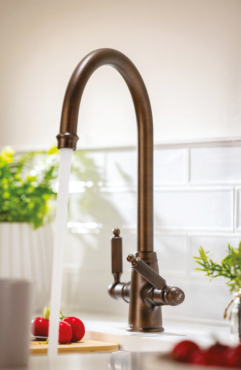 Abode Ornate Dual Lever C-Spout Kitchen Mixer Tap