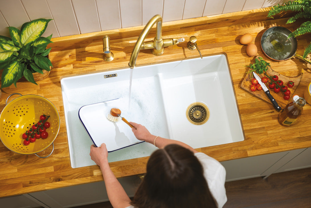 Abode Sandon Ceramic 1.75 Bowl Kitchen Sink in White