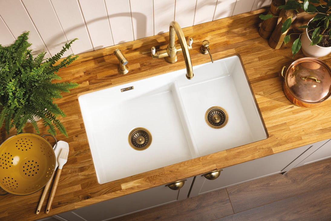 Abode Sandon Ceramic 1.75 Bowl Kitchen Sink in White