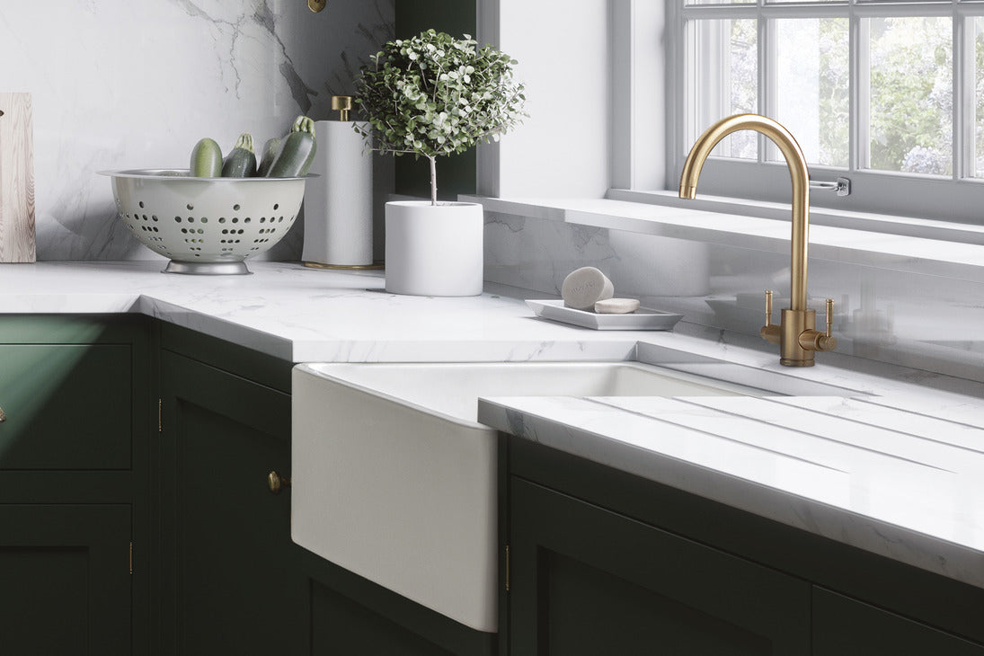 Rangemaster Belfast Single Bowl Fireclay Ceramic White Kitchen Sink