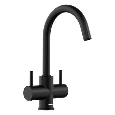 BLANCO Camia Dual Lever C-Shaped Kitchen Mixer Tap in Black Matt