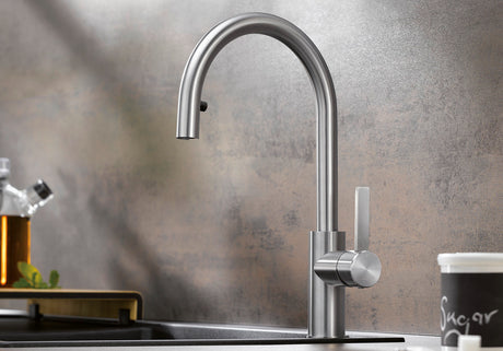 BLANCO Candor S Single Lever Kitchen Mixer Tap with Pull Out Spray in a Kitchen Setting