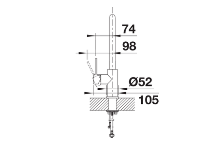 BLANCO Candor S Single Lever Kitchen Mixer Tap with Pull Out Spray Side View with Lever