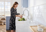 BLANCO Carena-S Vario Single Lever Kitchen Mixer Tap with Pull Out Spray Rinsing Salad in a Ceramic Sink