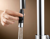 BLANCO Carena-S Vario Single Lever Kitchen Mixer Tap with Pull Out Spray Spray Jet in Use
