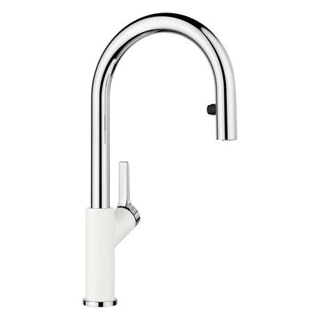 BLANCO Carena-S Vario Single Lever Kitchen Mixer Tap with Pull Out Spray in White/Chrome