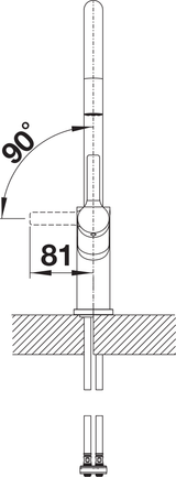 BLANCO Carena Single Lever Kitchen Mixer Tap Side View with Lever