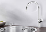 BLANCO Carena Single Lever Kitchen Mixer Tap over a Round Stainless Steel Sink