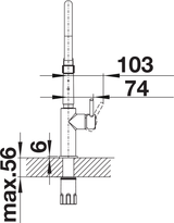 BLANCO Catris-S Flexo Single Lever Kitchen Mixer Tap with Pull Out Spray Side View with Lever