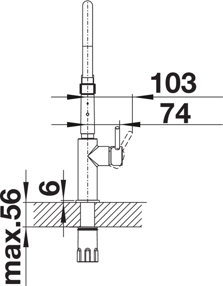 BLANCO Catris-S Flexo Single Lever Kitchen Mixer Tap with Pull Out Spray Side View with Lever