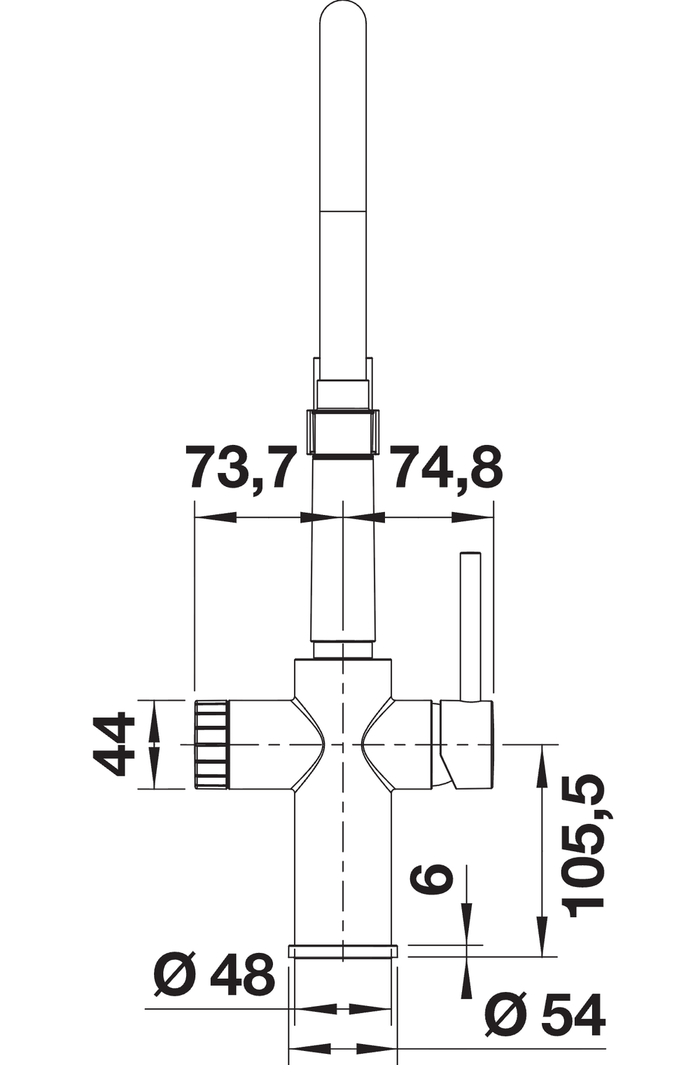 BLANCO Catris-S Flexo Filter Single Lever Kitchen Mixer Tap with Handspray Side View with Lever