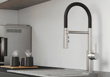 BLANCO Catris-S Flexo Single Lever Kitchen Mixer Tap with Pull Out Spray in Satin Dark Steel in a Kitchen Setting