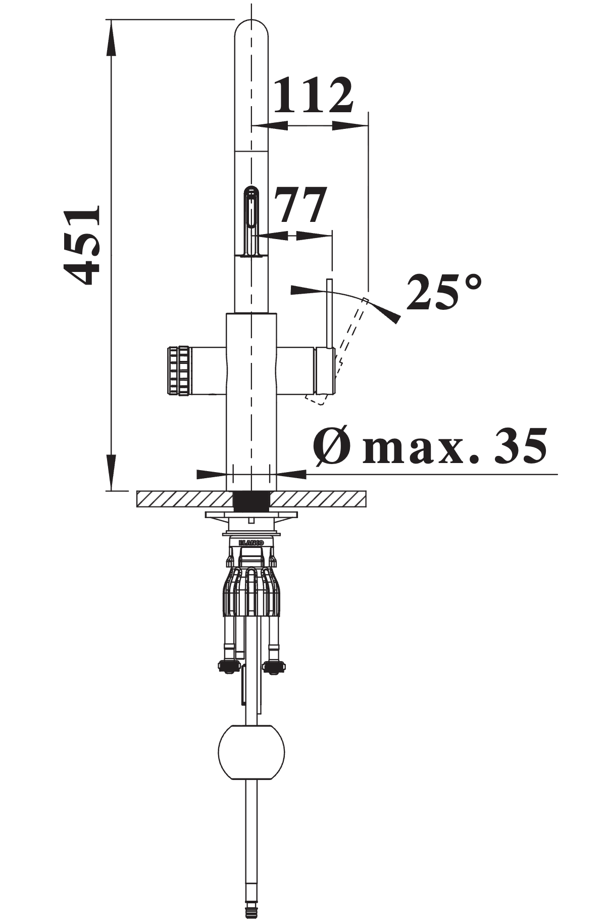 BLANCO Choice Icona-C Filter Mixer Tap with Pull-Out Spray Side View with Lever