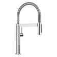 BLANCO Culina S II Mini Semi-Pro Single Lever Kitchen Mixer Tap with Pull-Out Spray in PVD Steel