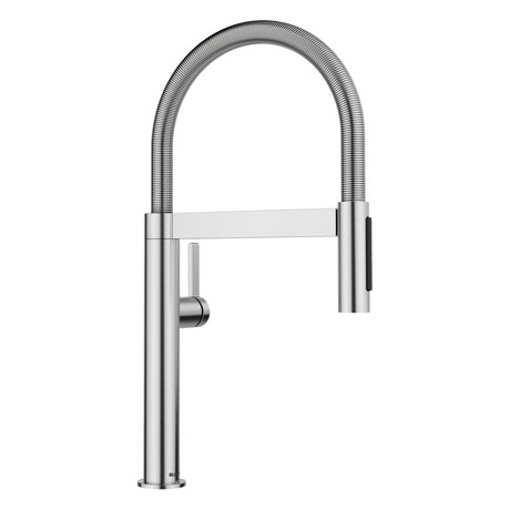 BLANCO Culina S II Mini Semi-Pro Single Lever Kitchen Mixer Tap with Pull-Out Spray in PVD Steel