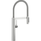 BLANCO Culina S II Single Lever Kitchen Mixer Tap with Pull Out Spray in PVD Steel