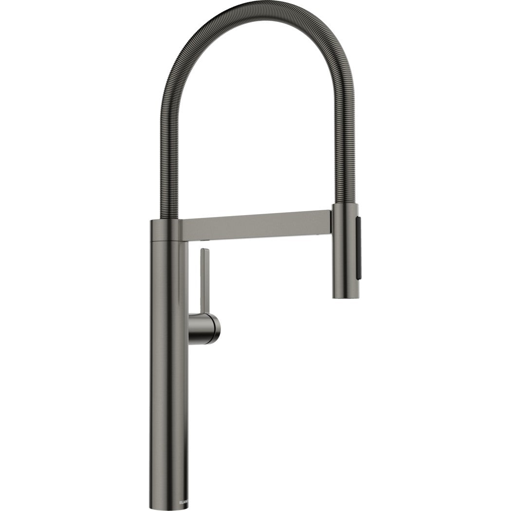 BLANCO Culina S II Single Lever Kitchen Mixer Tap with Pull Out Spray in Satin Dark Steel