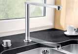 BLANCO Eloscope-F II Single Lever Kitchen Mixer Tap Retracted in Front of a Window