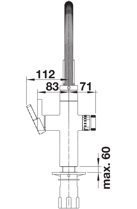 BLANCO Evol-S Pro 4-in-1 Boiling Water Kitchen Tap Technical Drawing
