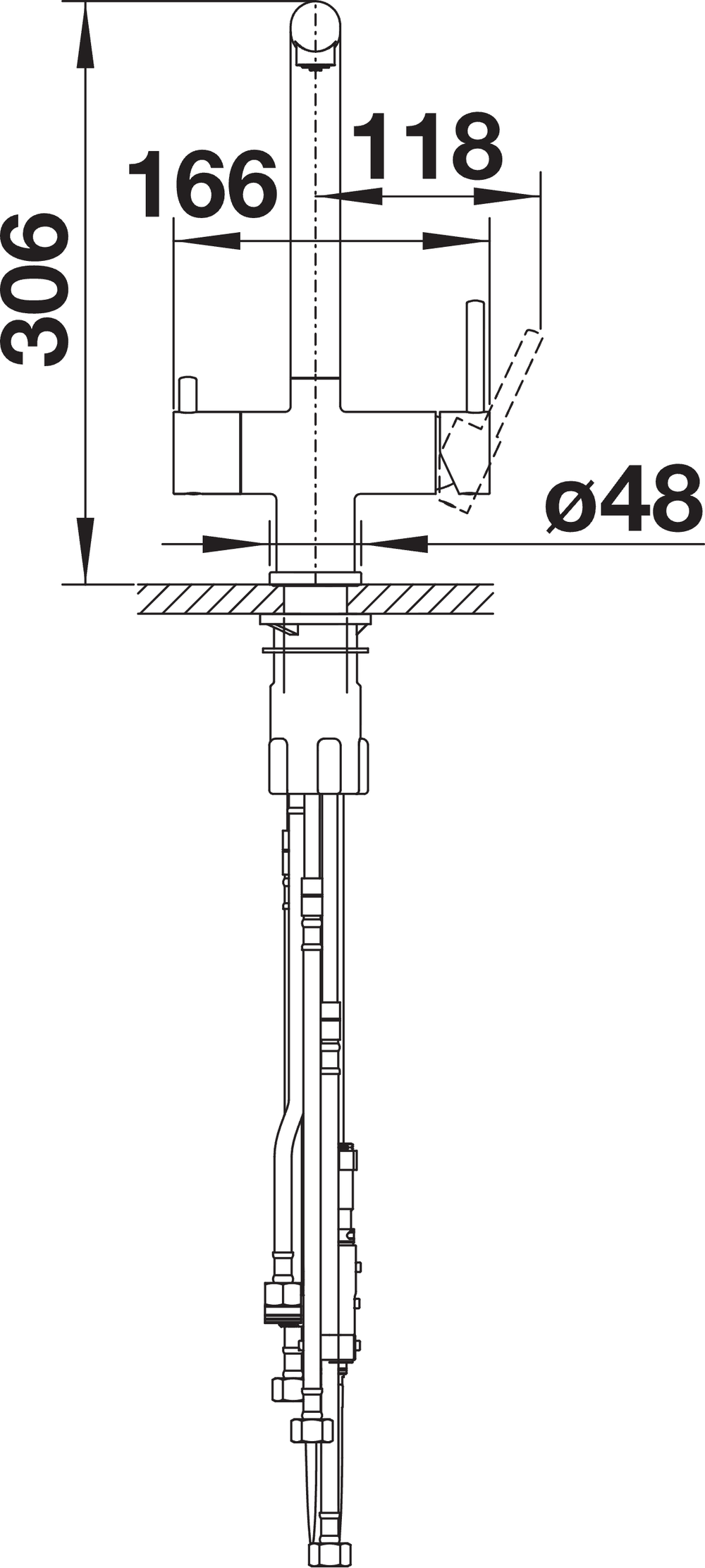BLANCO Fontas-S II Single Lever Filter Kitchen Mixer Tap with Pull-Out Spray Side View with Lever