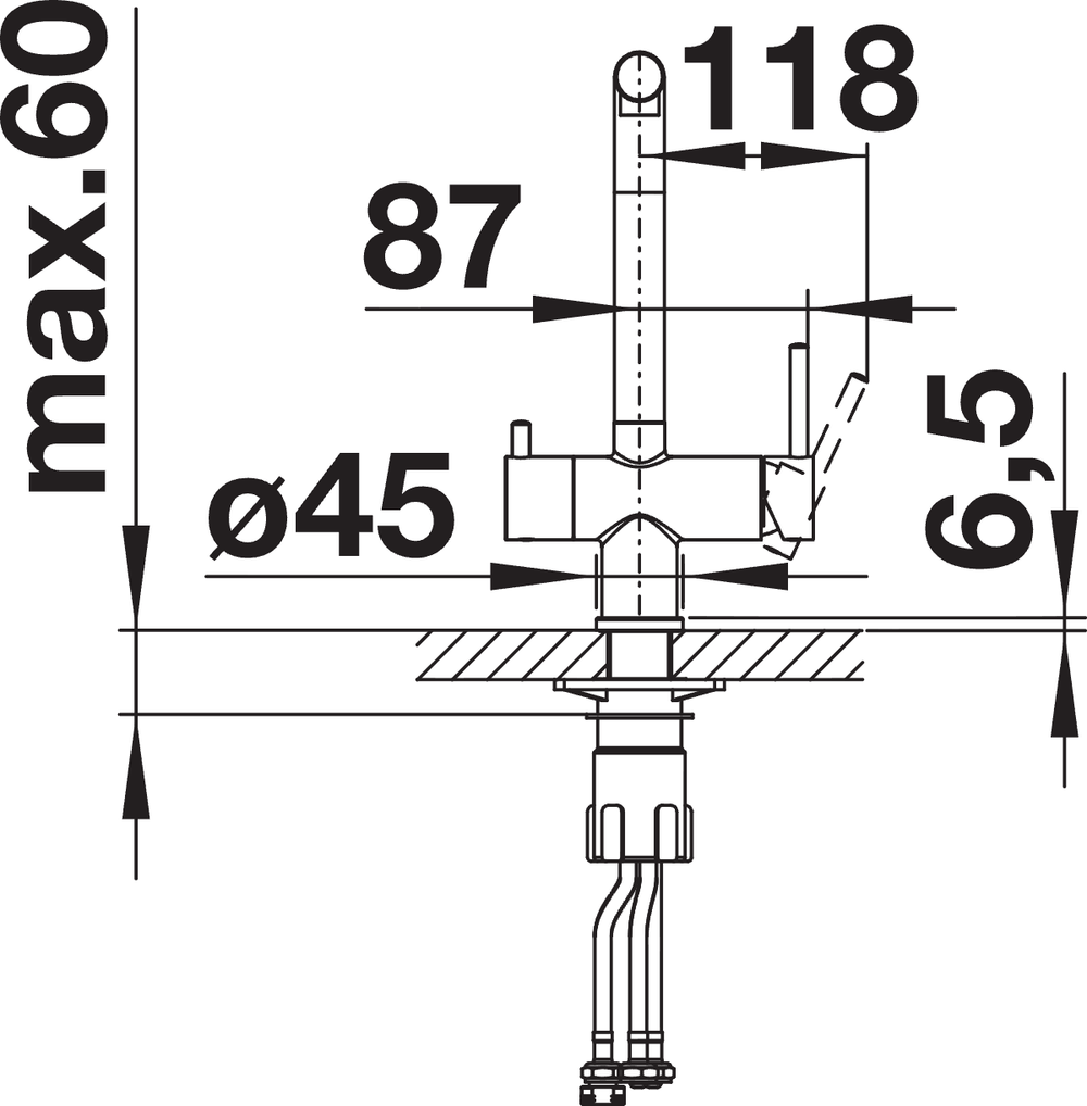 BLANCO Fontas II Single Lever Filter Kitchen Mixer Tap Side View with Lever