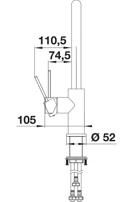 BLANCO Jandora S Single Lever Kitchen Mixer Tap with Pull Out Spray Side View with Lever