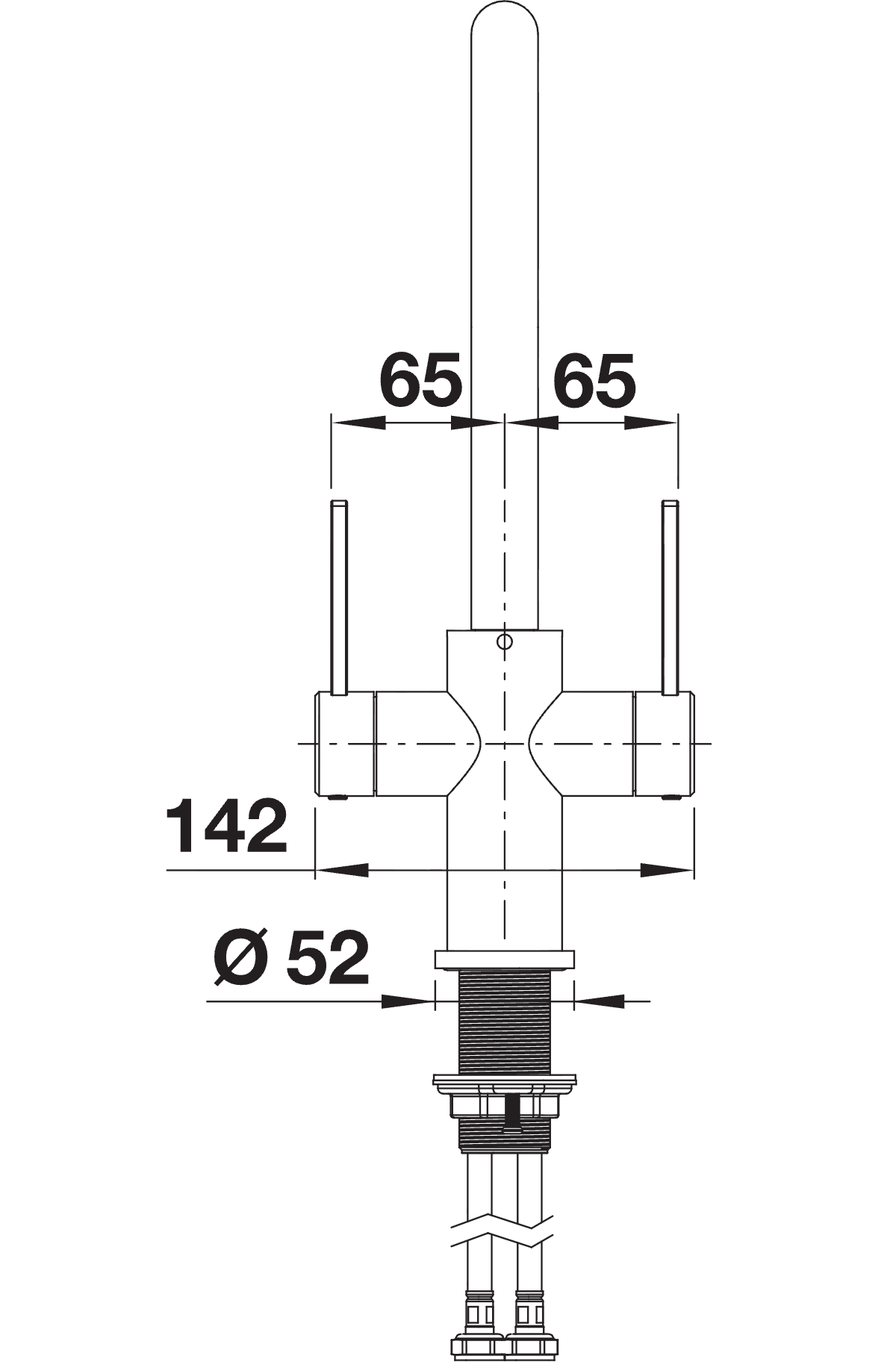 BLANCO Jandora Twin Dual Lever Kitchen Mixer Tap Side View with Lever