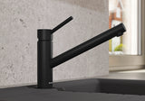 BLANCO Kano Single Lever Kitchen Mixer Tap in Black Matt on a Dark Worktop