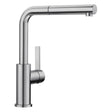 BLANCO Lanora-S Single Lever Kitchen Mixer Tap with Pull Out Spray in Brushed Stainless Steel