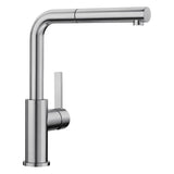 BLANCO Lanora-S Single Lever Kitchen Mixer Tap with Pull Out Spray in Brushed Stainless Steel