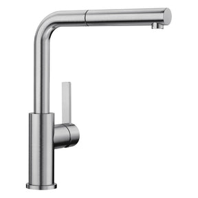 BLANCO Lanora-S Single Lever Kitchen Mixer Tap with Pull Out Spray in Brushed Stainless Steel