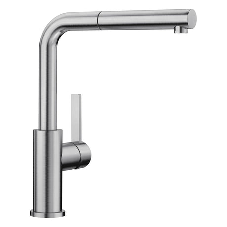 BLANCO Lanora-S Single Lever Kitchen Mixer Tap with Pull Out Spray in Brushed Stainless Steel