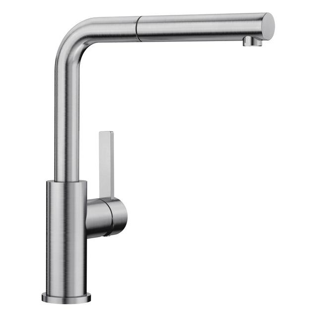 BLANCO Lanora-S Single Lever Kitchen Mixer Tap with Pull Out Spray in Brushed Stainless Steel
