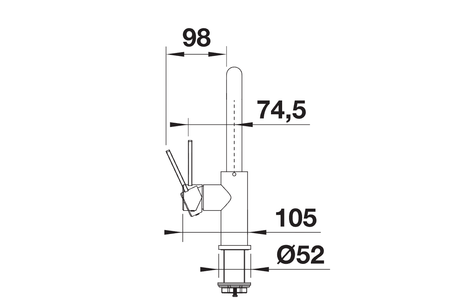 BLANCO Lanora-S Single Lever Kitchen Mixer Tap with Pull Out Spray Side View with Lever