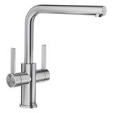 BLANCO Lanora Twin Lever Kitchen Mixer Tap in Brushed Stainless Steel