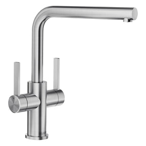 BLANCO Lanora Twin Lever Kitchen Mixer Tap in Brushed Stainless Steel
