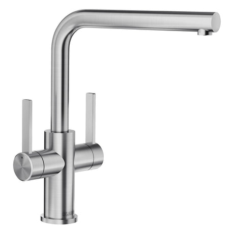 BLANCO Lanora Twin Lever Kitchen Mixer Tap in Brushed Stainless Steel