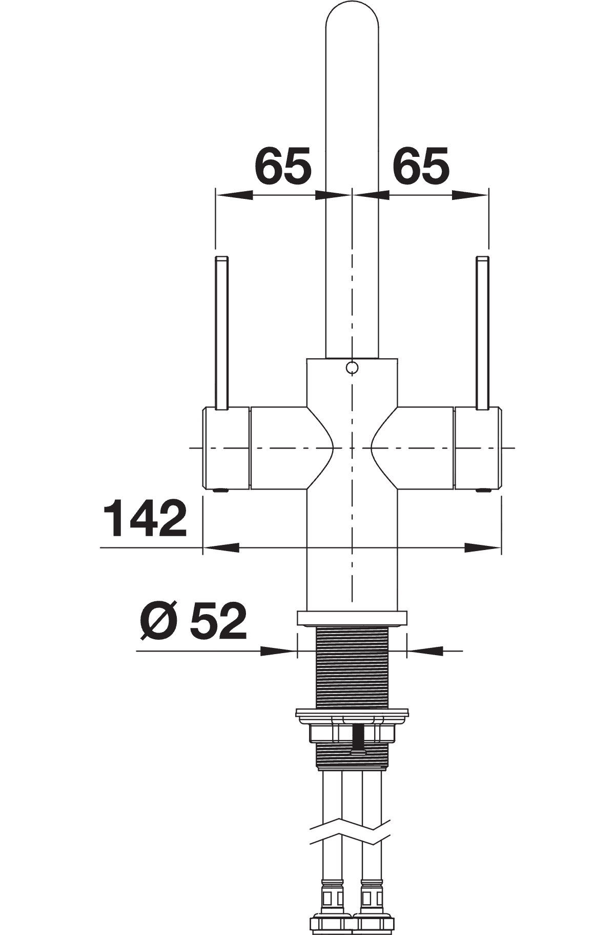 BLANCO Lanora Twin Lever Kitchen Mixer Tap Side View with Lever