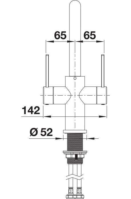 BLANCO Lanora Twin Lever Kitchen Mixer Tap Side View with Lever