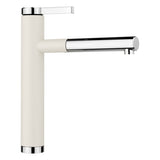 BLANCO Linee-S Single Lever Pull Out Kitchen Mixer Tap in Soft White/Chrome