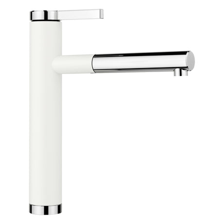 BLANCO Linee-S Single Lever Pull Out Kitchen Mixer Tap in White/Chrome