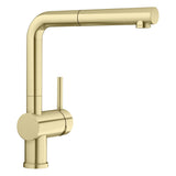 BLANCO Linus-S Single Lever Kitchen Mixer Tap with Pull-Out Spray in Satin Gold