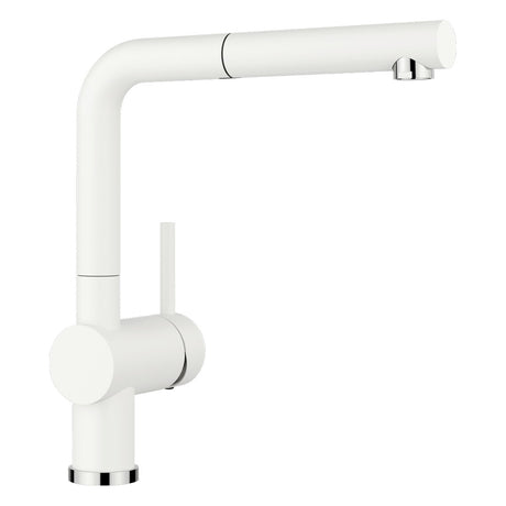 BLANCO Linus-S Single Lever Kitchen Mixer Tap with Pull-Out Spray in White