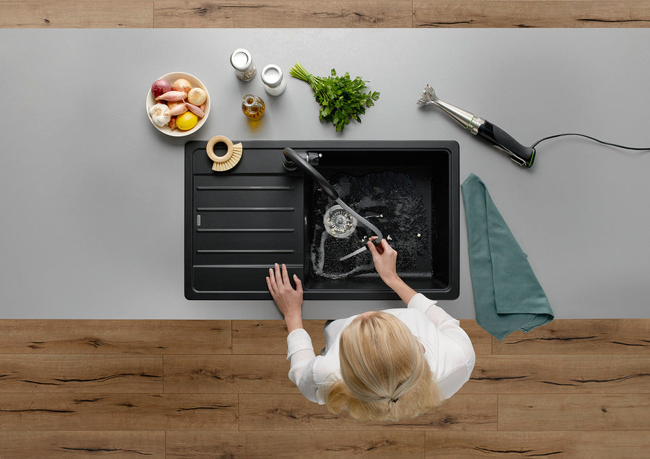 BLANCO Mida-S Single Lever Kitchen Mixer Tap with Pull-Down Handspray Pull-Down Spray Rinsing from Above