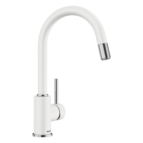 BLANCO Mida-S Single Lever Kitchen Mixer Tap with Pull-Down Handspray in White