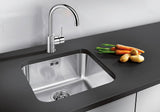 BLANCO Mida Eco-Flow Single Lever Kitchen Mixer Tap in Chrome over an Undermount Sink